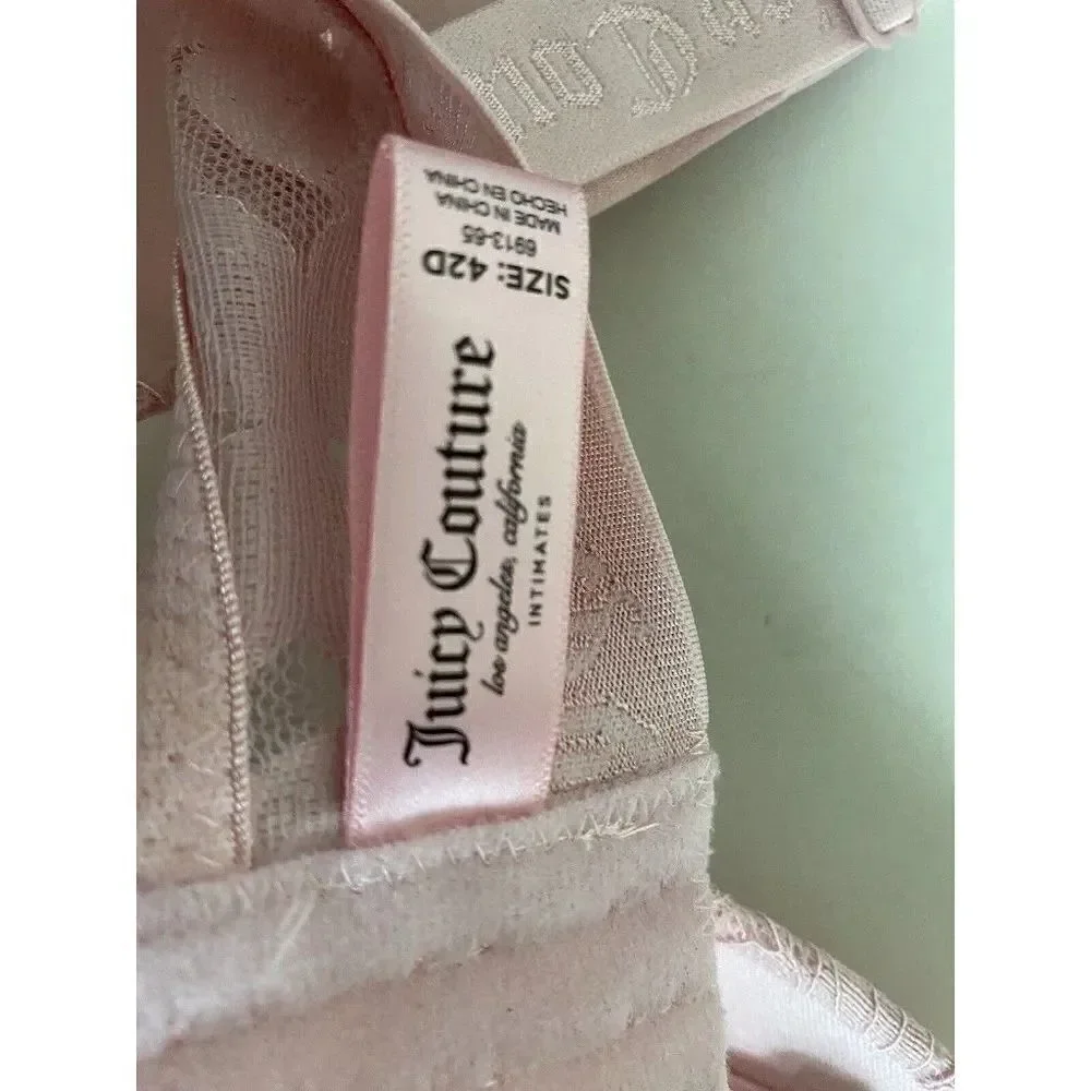 Juicy Couture Sexy T-Shirt Bra Glam Lace Sz 42D Smoky Pink Underwire JC6913E NEW